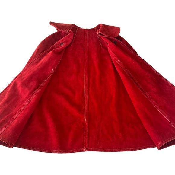 Vintage Red Suede Cape Warren of California Conchos Western Boho Hippie Large - Picture 5 of 15